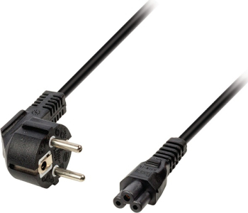 Cablu alimentare notebook/laptop 1.2m 10A Schuko tata 90 la IEC320-C5 mama negru H03VV-F3G 0.75mm2 conductor aliminiu cuprat cabluri retea