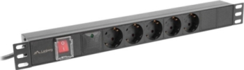 PDU Lanberg PDU-05F-0200-BK 5 x Schuko Black