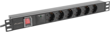 PDU Lanberg PDU-06F-0200-IEC-BK 6x Schuko 2 m Black