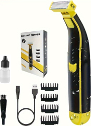 Aparat de Ras Electric Multifunctional Rezistent la Apa pentru Intregul Corp si Zona Inghinala Reincarcabil prin USB cu 4 Piepteni si Ac 