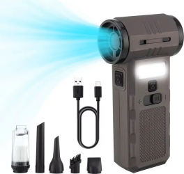 Mini Aspirator si Suflanta 8 in 1 cu Lanterna LED &ndash Putere Turbo 130.000RPM Culoare - gri 