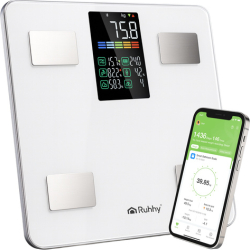 Cantar corporal inteligent Smart Ruhhy - Cu conexiune Bluetooth Feelfit până la 226 kg alb