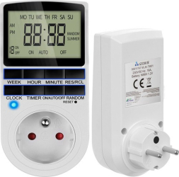 Priza programabilă digitala Izoxis - timer saptamanal programare 24/7 ecran LCD maxim W Alb