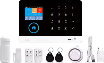 Sistem Alarma ZYTEQ® WiFi/GSM/RFID LCD Touch App Tuya Smart Alexa Senzor PIR Alerta SMS/Apel Notificari Telefon Kit Complet Alb