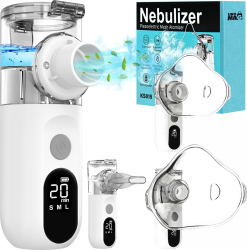 Aparat Aerosoli Profesional Linomag® Masca Copii si Adulti Mustiuc Inhalare 3 Moduri Tehnologie Mesh Particule 3.5µ m Autocuratare Timer Portabil Silentios Alb/Negru