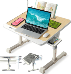 Stand laptop multifuncțional tip măsuță Reglabil Pliabil 60cm x 40cm x 27cm 40cm Suport carte Suport tableta Sertar depozitare Lemn