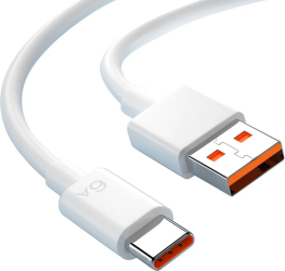 Cablu date si incarcare rapida TurboCharge 120W PRESTIGE CHARGE® pentru Xiaomi PREMIUM USB la USB-C Type C 1m alb-portocaliu
