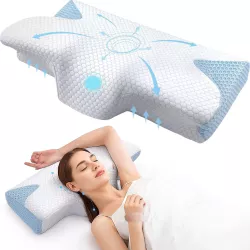 Perna Ortopedica din Spuma cu Memorie Linomag® Design Ergonomic pentru Suport Cervical Relaxare si Aliniere a Coloanei Ideala pentru Durerea de Gat si Spate pentru Dormitul Lateral