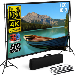 Ecran proiectie 100 inch cu trepied Linomag® proiectie fata/spate format 16 9 4K HD unghi larg 160° ideal pentru interior si exterior pliabil montare rapida husa transport i