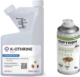 Set igiena publica Kothrine Partix 240 ml și fumigena Diptron 150 ml anti plosnite gandaci purici țânțari