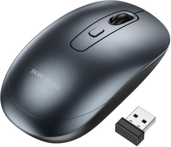Mouse Borofone BG13, PC sau NB wireless 2.4GHz, 1600 CPI, butoane/scroll 4/1, gri