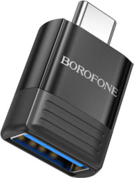 Adaptor Borofone BV18, USB 3.0 (M) to USB Type-C (T), corp metalic, negru