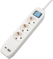 Priza/prelungitor Spacer PP-3-18B-TC-USB 3x Schuko 1x USB 1x USB-C 1.8m White