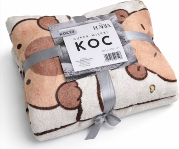 Pătură simpatica XL model Capibara 150x210 cm flanel moale JollyMag KOC23