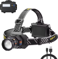 Lanterna frontală LED reîncărcabilă COBA CB-T701A trei acumulatori zoom și power bank Culoare - negru