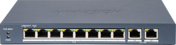 Switch PoE Hikvision DS-3E0310P-E/M(B): 8 × 10/100 Mbps PoE port, and 2 × Gigabit RJ45 port, PoE standard: IEEE 802.3af;IEEE 802.3at, 8 port