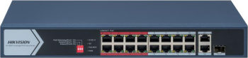 Switch Poe Hikvision Ds-3e0318p-e/m(c): 16 × 10/100 Mbps Poe Port,1× Gigabit Rj45 Port,1 × Gigabit Combo, 16 Porturi Poe Maxim 30w, Buget Po