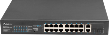 Switch 16x 100 Mb PoE+ / 2x 1 Gb / 1x SFP, fără management, rack 10" & 19", Gigabit Ethernet, 150W