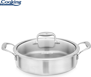 CRATIȚĂ INOX+CAPAC STICLĂ 26X7CM, 3.5L, ATOMIC3, COOKING BY Heinner