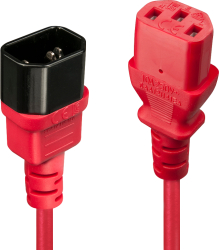 Cablu Lindy C14 to C13, lungime 0.5m, material cablu H05-VVF 3G 0.75mm, 3 fire, Connector A: IEC C14, Connector B: IEC C13, roșu