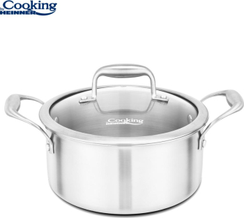 SEMIOALA INOX+CAPAC STICLĂ 24x12CM, 5L, ATOMIC3, COOKING BY Heinner