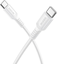 Cablu de date / adaptor Borofone BX116, USB-C Male la USB-C Male, 60 W, 1 m, White