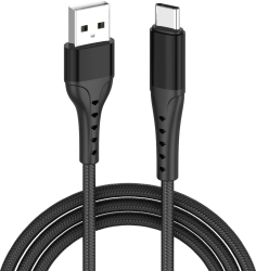 Cablu de date Lemontti USB-A la Type-C încărcare rapidă 1.5m negru aliaj aluminiu împletitură naylon