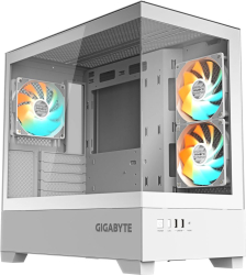 Carcasa microATX Gigabyte C201 Panoramic Ice 3x12cm ventilator geam securizat RGB 431x242x430mm alb