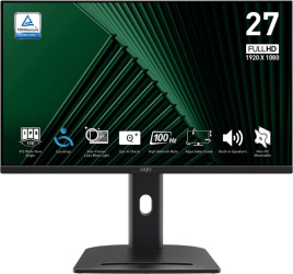 Monitor MSI 27" 100Hz IPS 1ms, Full HD, VGA, HDMI, DisplayPort, Boxe, Pivot, negru - imagine 1