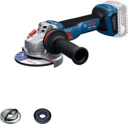 Polizor unghiular pe acumulator Bosch Professional GWS 18V-11, 18 V, 9000 RPM, 125 mm diametru disc, M14 arbore de șlefuit, piulita cu blocare rapidă, mâner auxiliar, flansa de sprijin, apar