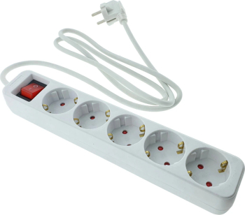 Prelungitor cu 5 prize schuko Lanberg 42916 cu întrerupător lungime 1 5 m 2300W contact de protecție alb