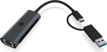Placa de rețea cu adaptor LAN Raidsonic Aluminiu USB-A/USB-C la 2.5 Gigabit Ethernet Negru