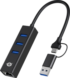 Placa de rețea Conceptronic DONN07BA Ethernet 5000 Mbit/s USB Type-A/USB Type-C negru 0 18 m