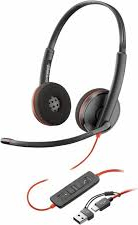 Căști Poly Blackwire 3220 adaptor USB-C/A cu fir negru