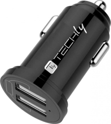 Mini incarcator auto Techly 2 USB-A 4.8A 24W Negru