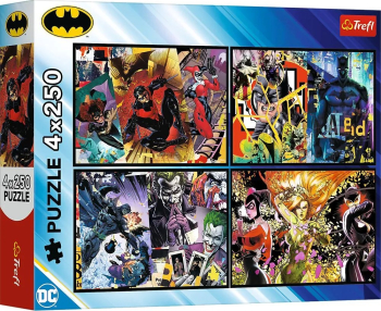 PUZZLE TREFL 4X250 Batman DC Batman IN ACȚIUNE
