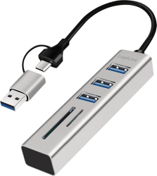 Hub extern LogiLink, USB 3.0 x 3, conectare USB-C 3.0, argintiu