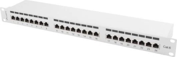 Patch panel 24 porturi 1U Cat.6 FTP gri