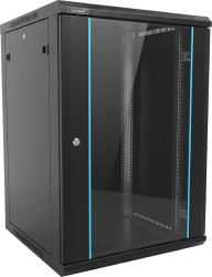Rack 19'' 15U 600x450 Dateup RAL9004, de perete, ușă din sticlă, panouri detasabile și securizate, dezasamblat, capacitate 70kg — imaginea 2
