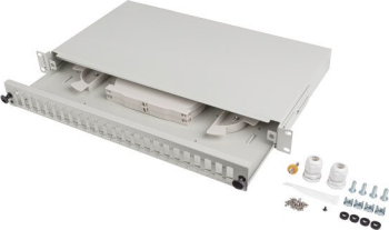 Sertar fibră optica cu accesorii pentru rack Lanberg ABS 24 x SC 19\" 1U Gri