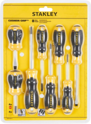 Stanley STHT16167-0 Set 8 șurubelnițe Cushiongrip: PH0x60mm, PH1x75mm, PH2x45mm, PH2x100mm, paralela 3.5x60mm, paralela 4x100mm, lată 5.5x10
