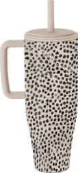 Cană Termos, Burga, Almond Latte, 1.2 L, Cu capac anti scurgeri și pai reutilizabil, inox