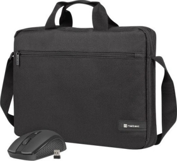 Geantă laptop Natec Wallaroo 2, 15.6", neagră, set cu mouse wireless