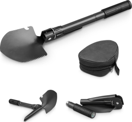 Lopata pliabilă din metal cu busolă și prindere din cauciuc