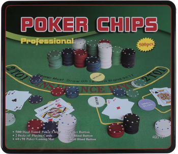 Poker Texas Holden negru 500 jetoane 2 cărți covoraș 3 butoane cutie