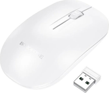 Mouse Borofone „BG14″, PC sau NB wireless 2.4GHz, 1000 CPI, butoane/scroll 3/1, alb