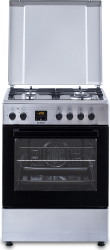 Aragaz Samus SM663AENS1 INOX, 4 arzatoare gaz, cuptor electric, 56 L, 7 funcții, Ventilator, Grill, Timer digital, Inox