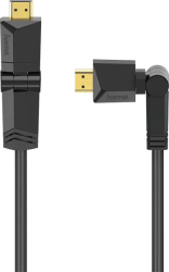Cablu HDMI Ethernet pivotant Hama 205011, 1.5m, 4K, placat aur, negru