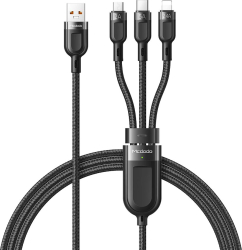 Cablu Super Fast Mcdodo Charging 3 in 1 Lightning & MicroUSB & Type-C, 5A, 1.2m, Black