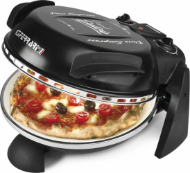 Cuptor pizza G3Ferrari Delizia negru special cu suprafață de coacere din piatra refractara, termoregulator până la 390° C și timer cu at